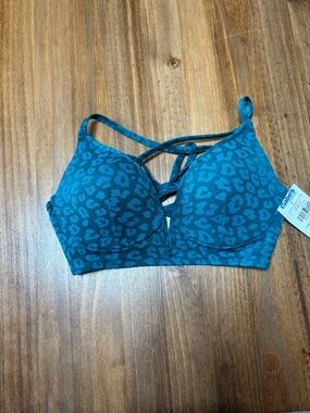 Cupshe Teal Leopard Strappy Padded Bikini Top